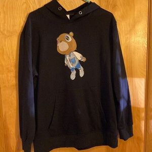 Kanye Album Cover bear black hoodie. EUC size XL.